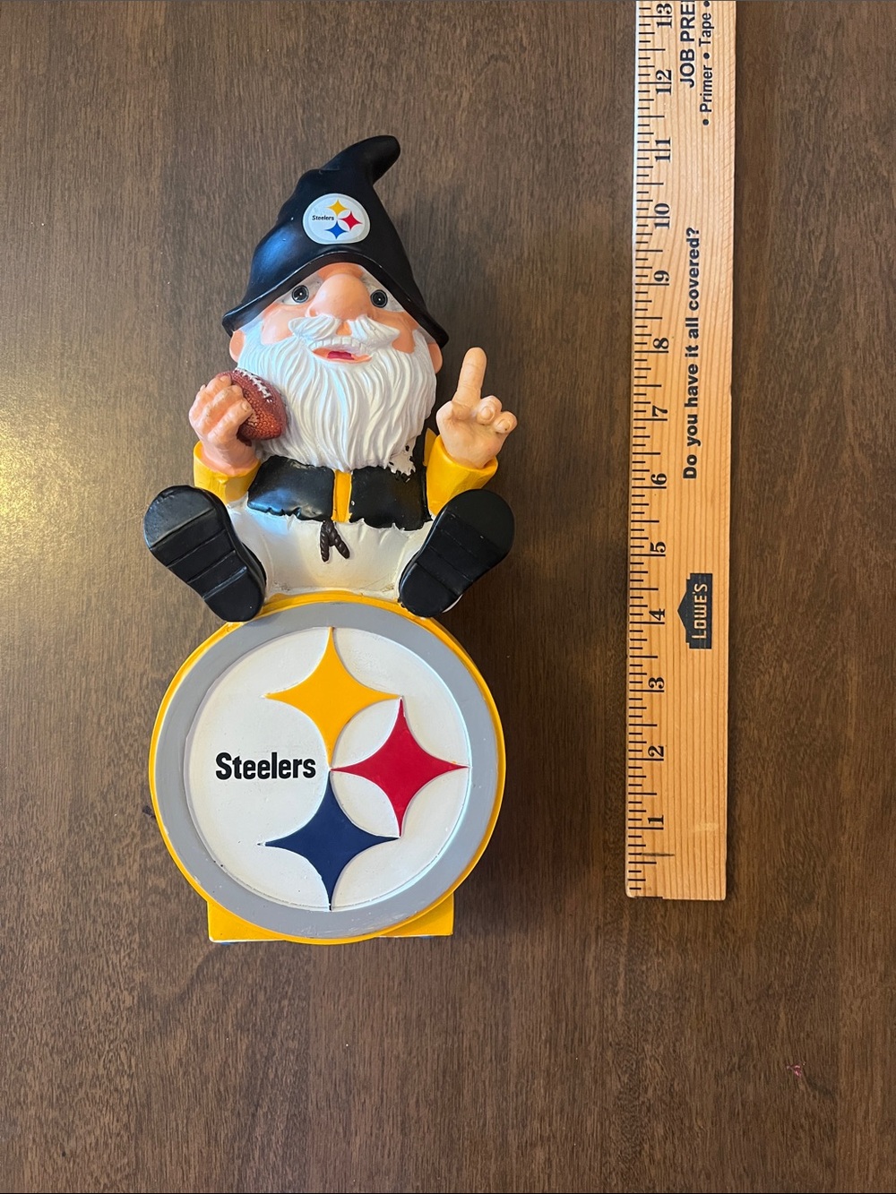 NFL Pittsburgh Steelers Black Yellow White Garden Gnome Figurine